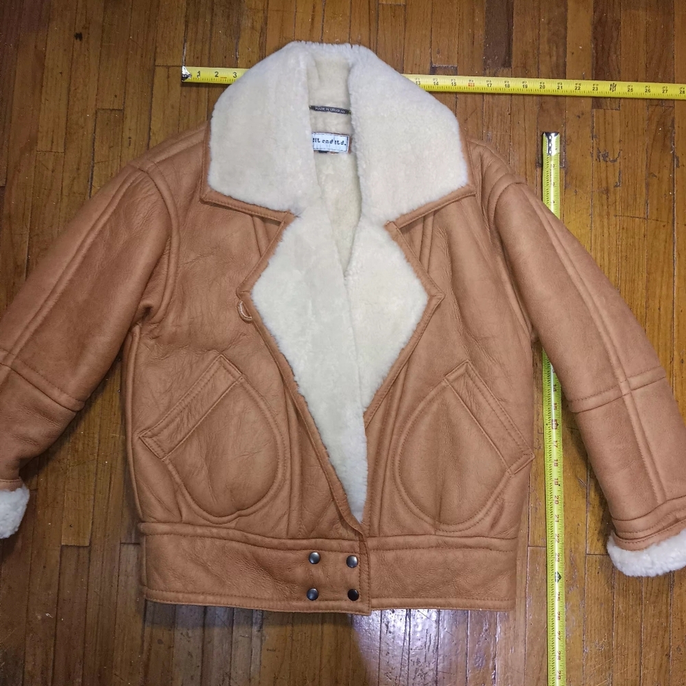 Spilt End Ltd. Vinyage Tan Shearling Leather Jacket